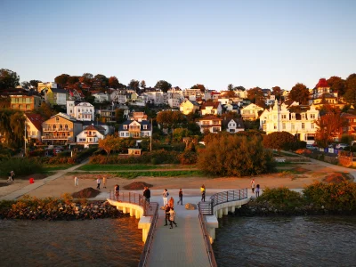 A View on Blankenese at Sunset