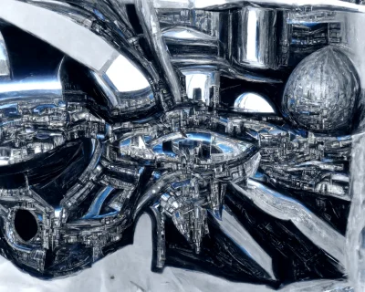 Pencil Art of a Futuristic Space City