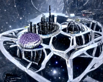 Futuristic Space City in Orbit