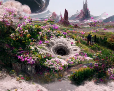 Floral Landscape with a Black Hole